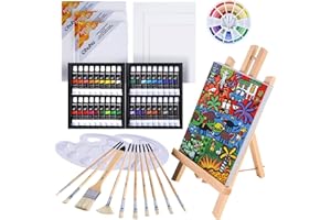 Oil Painting Set, Ohuhu 56pcs Painting Set with Table Top Easel, 36X12ml Oil Paints Tubes, Bristle Art Painting Brushes, Canvas, Art Supplies for Beginning Artist Students