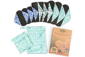 Viedouce Assorbenti Lavabile,9 Pezzi Assorbenti Igienici Lavabili in Bio- Cotone,Assorbenti Ecologici Lavabili,Assorbenti Salvaslip Lavabili,Panty Liners con 2 Impermeabili Borse di Stoccaggio