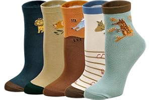 LOFIR Girls Boys Socks Kids Cotton Socks Cute Animal Cartoon Socks Dog Cat Pattern Socks Toddler Novelty Mini Crew Socks for Toddler Age 2-11, 5 Pairs