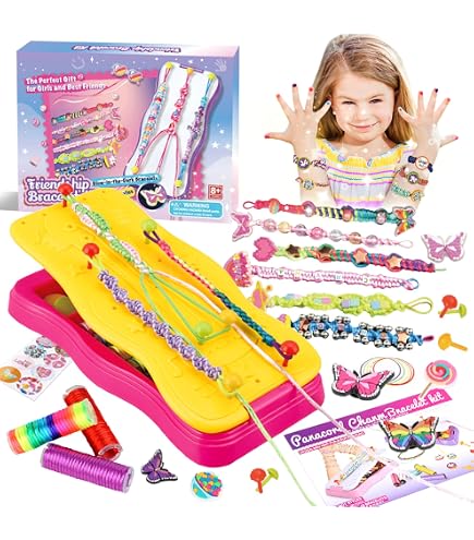 Bacxzomx Kit Bracelet Fille - Machine à Tisser Bracelets Brésiliens Avec Support Téléphone, 35 Fils Et Accessoires Créatifs Pour Enfants 6-12 Ans