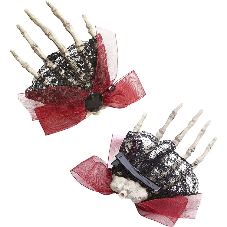 FRCOLOR 4er Set Skelett-Hand-Haarspangen – Strass, Gold/Silber, Für Halloween & Kostümpartys