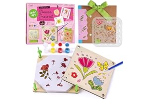 LAOESE Presse à Fleurs en Bois Enfants Kit Peinture-Loisirs Créatifs Fille- Cadeau Enfant 7 8 9 10 Ans Fille-Activités Manuelles Enfant Adulte avec Fleurs Scrapbooking, Jeu Bricolage 5-12 Ans