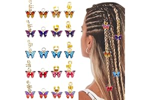 Niuhong 20 Pcs Braids Schmuck Schmetterling Zöpfe Metal Cuffs Loc Clips Haarschmuck Dreadlocks Haarspiralen Haarperlen Dread Lock Legierung Haareflechten Haar Geflecht Ringe DIY Frauen Und Männer