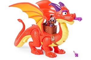 PAT' PATROUILLE RESCUE KNIGHTS - FIGURINE CROC + BRAISE LE DRAGON - Rejoins la Pat' Patrouille Mission Chevalier à Dos de Dragon Lance-Projectile avec ses Ailes Fonctionnelles - Jouet Enfant 3 Ans +