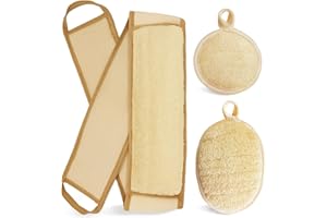 YIQINGJIE Eponge naturelle de luffa, set de gommage pour le dos, nettoyage en profondeur de la peau et tampon de luffa pour le visage