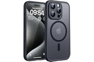 TOCOL für iPhone 15 Pro Max Hülle 6,7 Zoll, Kompatibel mit MagSafe, Vollständiger Kameraschutz, Eingebauter Magnetring, Stoßfest Kratzfest Transluzente Handyhülle für iPhone 15 Pro Max Case, Schwarz