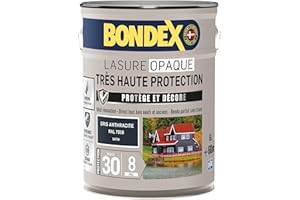 BONDEX - Lasure Opaque Très Haute Protection - Protège et Décore - Direct tous bois - Rendu parfait sans trace - 5 L - Gris Anthracite RAL 7016