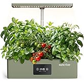 SUNCOZE Hydroponic Garden with 12 Smart Baskets, Green | 4L Indoor Garden with 24W LED Light, Hydroponic Kit with Timer and T