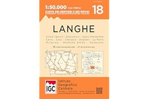 Carta n. 18 Langhe meridionali 1:50.000. Carta dei sentieri e dei rifugi: Altare - Barolo-Bossolasco-Cairo Montenotte- Carrù- Ceva- Cherasco-Dogliani- La Morra-Millesimo- Monforte d'Alba- Murazzano