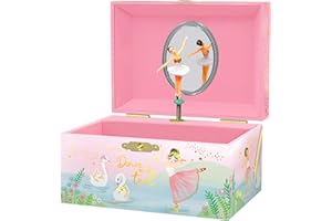 GIGGLE & HONEY Muzyczna szkatułka na biżuterię dla dziewczynek Balerina - pozytywka dla dzieci z obracającą się szkatułką Balerina, Balet Prezenty urodzinowe dla dziewczynek, szkatułki na biżuterię, Wiek 3-10 lat