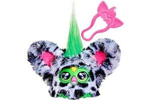 Furby Furblet Moo-Boo Interactive Plush Toy with 45+ Sounds & Music, Series 4 Mini Collectible Cow Plush with Peekaboo Ears & 2 Keychain Clips, Toys For Girls & Boys 6+