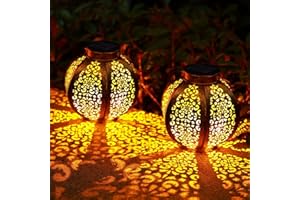 ‎OXYLED Pack of 2 Solar Lantern for Outdoors, OxyLED IP44 Waterproof Decorative Solar Garden Light, Solar Lamp Outdoor Decorations for Path, Garden, Patio, Yard, Christmas (Warm White)
