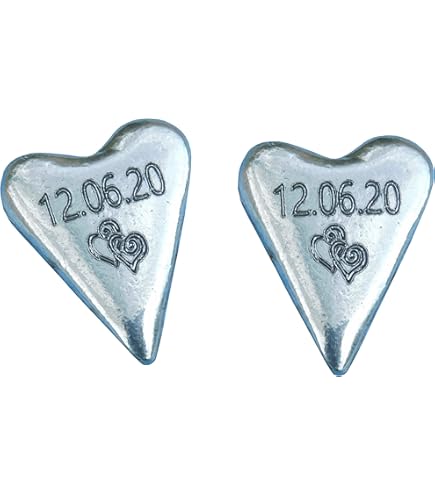 Boutons De Manchette En Étain Martelé Forme Cœur - Fait Main à Jumilhac - Cadeau Noces D'Étain (10 Ans De Mariage)
