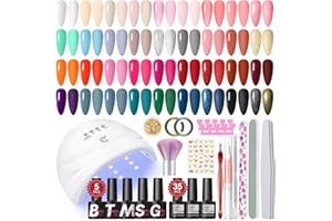 COSCELIA 35+5 Kit Completo Gel UV Unghie, Lampada uv nail gel Unghie 35 Colori Smalto Semipermanente Base e Top Coat Kit Glitter Opaco Lucido Decorazioni Manicure Adesivi Nail Art