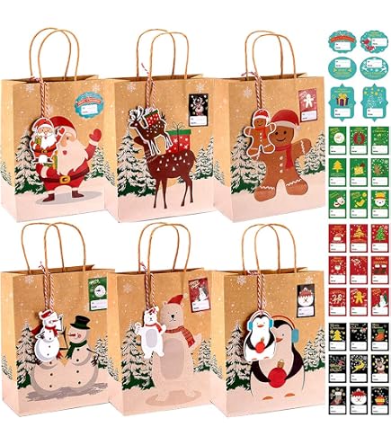 40 Sacchetti Regalo Di Natale In Plastica Con Coulisse, 3 Misure E 15 Motivi Diversi: Un Set Completo Per Ogni Regalo!