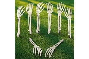 AOFOX Halloween realistische Skelett Pfahle Zombie Geist Arm Pfahl Abgetrennte Kunststoff Skelett Hände Yard Zeichen für Halloween Requisiten (4-Paare)