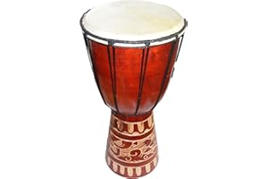 ONE WORLD IS ENOUGH Authentic African Style Bass 40 cm high Hand Carved Djembe Drum/Bongo Drum - Fair Trade