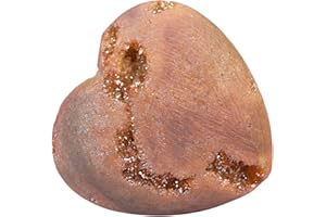 mookaitedecor Champagne Agate Géode Cœur Guérison Pierre Lithothérapie Précieuses,Cœur Cristaux Porte bonheur