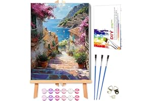 MUPMOD Paint by Numbers for Adults with Frame - Landscape Paint by Numbers with Frame, DIY Adult Paint by Numbers Canvas Kits, Oil Painting Paint by Numbers for Adults Beginners Home Wall Decor 12x16inch