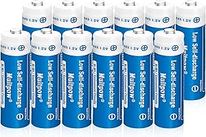 KLGFI Akku AA 2600mAh-12 Stück AA Batterien Akku Wiederaufladbare, Geringe Selbstentladung 1.2v High Capacity Type NI-Mh Batterien Low Self-Discharge AA Wiederaufladbar(Blau)