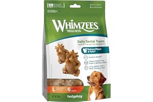 WHIMZEES by Wellness Hérisson à Mâcher pour Chien de Grande Taille, Friandises Naturelles pour l'Hygiène Bucco-Dentaire, Taille L, Sac de 6 Pièces