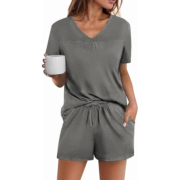Women Womens Pajamas Set Soft Bamboo Pjs Nightwear Short Sleeve