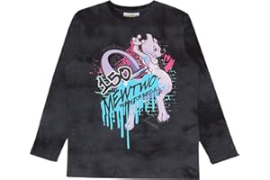 Popgear Jungen Pokemon Mewtwo Ready to Battle Jungen Langarmshirt Charcoal Modische T-Shirts (1er Pack)