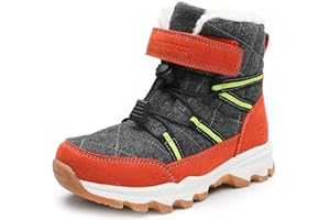 visionreast Boys Girls Wool Lining Snow Boots Winter Walking Boots for Kids Non Slip Unisex-Child Cold Weather Shoes Outdoor Boots