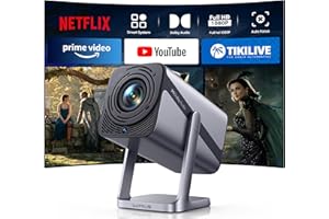 ‎IWIMIUS Mini Beamer 4K [Kompatibel mit Netflix|Dolby Audio] 600ANSI Smart Beamer Full HD 1080P Auto Fokus Auto Vertikale Trapezkorrektur 360° Drehbar WiFi6 Bluetooth Kurzdistanz Projektor für Home Outdoor