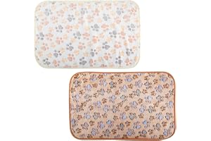 Luckious 2 PCS Pet Blanket Puppy Blanket Soft Warm Blanket, Paw Print Cat & Dog Fleece Blanket Pet Products Suitable for Small Medium Cats & Dogs (Brown White 60 X 40 Cm)
