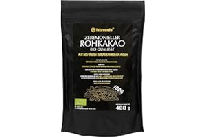 ‎ISLAVERDE islaverde Zeremonieller BIO Rohkakao 100% aus Premium Kakaonibs, Feines Pulver, 52% Fett, Zusatzfrei und Zuckerfrei, Keto-freundlich, Nicht Alkalisiert, aus Peru, 400 g