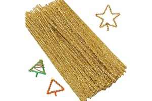 QIANFENSHI 100 Piezas Limpiapipas,Limpia Pipas para Manualidades,Limpiapipas Manualidades,Limpia Pipas,Alambre de Chenilla Colores,para Manualidades y Decoraciones DIY,30cm x 6mm,Amarillo