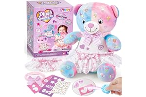 TINKERPLAY Kuscheltier Plüschtier Stuffed Animals Selber Machen Set mit Farben Laserpointer Kleidung Kleider Aufkleber Bastelset Kinder Kreatives Spielzeug Geschenke für Kinder Mädchen 5 6 7 8 Jahren (Bär)
