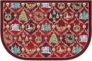 Demissle Fireplace Hearth Rug Fireplace Mats Cabin Southwestern Fireproof Fire Resistant Rug for Wood Stove Floor for Kitchen Indoor Outdoor(Christmas Trellis,27 x 48 Inch)