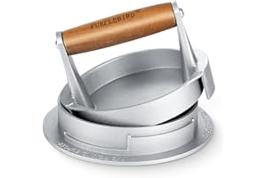 PURPLEBIRD Presse à Burger, Presse à Burger en Fonte d'aluminium de 10,8 cm avec Revêtement Antiadhésif, 3 Niveaux d'épaisseur réglables, Presse à Hamburger Professionnelle avec Manche en Bois