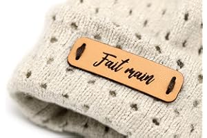 3DP Handmade étiquette en cuir N "Fait Main | 15 pièces | Exklusive Engraved Genuine Italian Leather Tags