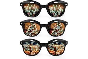 BEIPEGIN 3Pcs Christmas Party Diffraction Glasses, Chrismas Tree Snowflake Snowman Effect Light Refraction Glasses, 3D Christmas Glasses Party Glasses for Adults Kids for EDM Light Firework Show Party Gift