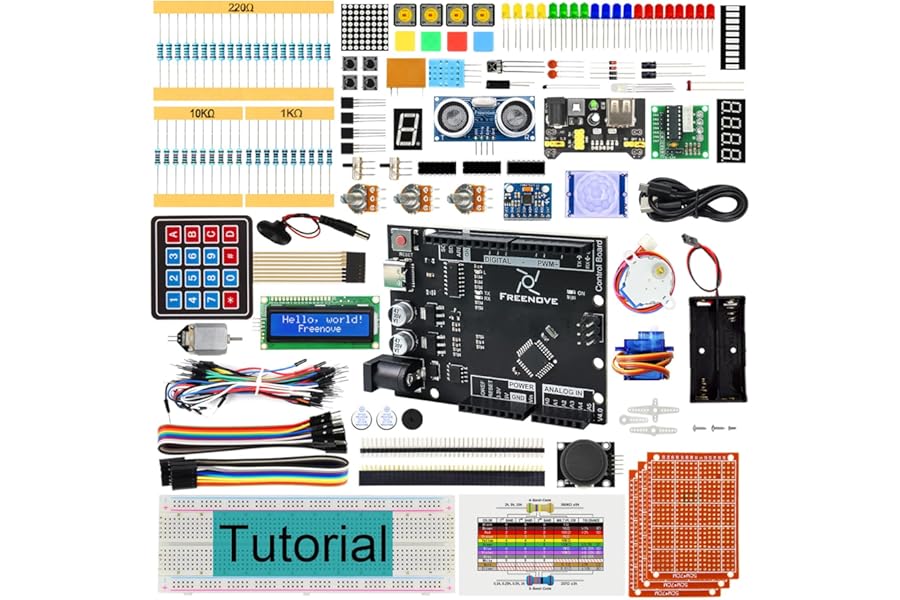 FREENOVE Ultimate Starter Kit with Board V4 (Compatible with Arduino IDE), 274-Page Detailed Tutorial, 217 Items, 51 Projects