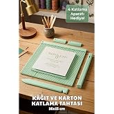 Kağıt ve Karton Katlama Tahtası 16x15 cm | Skorlama Panosu | Davetiye, Kutu ve Scrapbook Katlama Aparatı | Mint Yeşil | Plast
