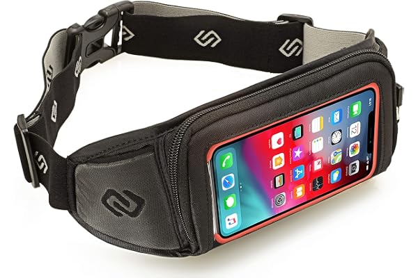 Sporteer Kinetic K1 Ceinture de Running Universelle Anti-Rebond - pour Samsung Galaxy S26/S25 Ultra, iPhone 17/16 Pro Max, Pixel & Étuis - Fenêtre Tactile - Sacoche Banane de Sport pour Téléphone