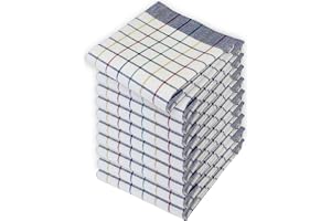 Delindo Lifestyle Diskhanddukar serie Bern, set om 10, blå, 100 % bomull, 50 x 70 cm, absorberande kökshanddukar, rutiga, för