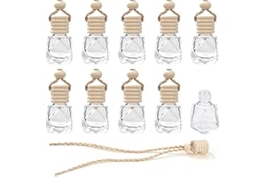 HEVEER Auto-Lufterfrischer Parfümflasche 10 Stück 8 ml Nachfüllbar Auto Parfüm Duft Diffusor Glas Flasche Aromatherapie ätherisches Öl Diffusor für Auto Zuhause Büro Parfüm Decor