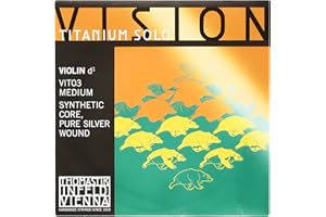 THOMASTIK-INFELD Cordes Thomastik Violon Vision Titanium Solo Synthetic Core Boule en titane à enlever;Ré Argent filé. 4/4; Moyen