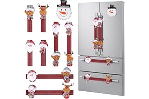 LUCKITS Weihnachts-Kühlschrankgriff-Abdeckungen, 9er-Set Weihnachtsmann Schneemann Küchengeräte AbdeckungenWeihnachts-Küchendekoration Mikrowelle Geschirrspüler, Ofen, Kühlschrank, Weihnachtsdekoration
