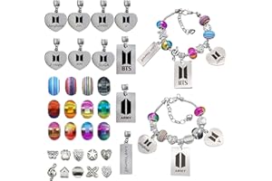 ZHENGGE Kpop BTS Merchandise Charm Armband Making Kit, 34 Pcs DIY Armbänder Kit mit Perlen für Army Gifts