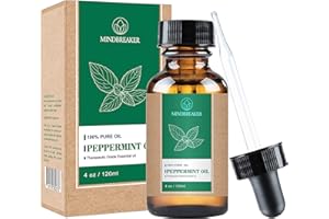 MINDBREAKER Eteryczny olejek miętowy, w 100% czysto organiczny i naturalny, jakość terapeutyczna do dyfuzora, relaksu, mieszanek włosów i ciała (120 ml)