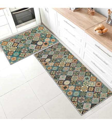 2 Tapis De Cuisine Lavables 40x60 Cm Et 40x120 Cm - Antidérapants, Absorbants - Pour Sol, Entrée, Salle à Manger