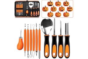 YAOMAISI Kit Intaglio Zucca Halloween,Kit di 11 strumenti per carving ad alte prestazioni in acciaio inox per Halloween con borsa per il trasporto,facile intagliamento di decorazioni a zucca di Halloween