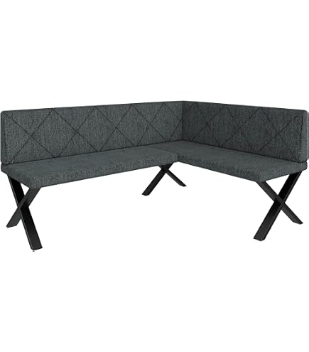 Banc D'angle En Pin Massif - Dimensions 150x180 Cm, Blanc Et Chêne, Avec étagère De Rangement Sous L'assise