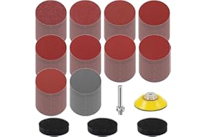 KONGMING 300 piezas de papel de lija con de 2 pulgadas grano de 50 mm 80/120/180/240/320/400/600/1000/2000/3000 kit de almohadilla de disco de lijado, adaptador de almohadilla de pulido
